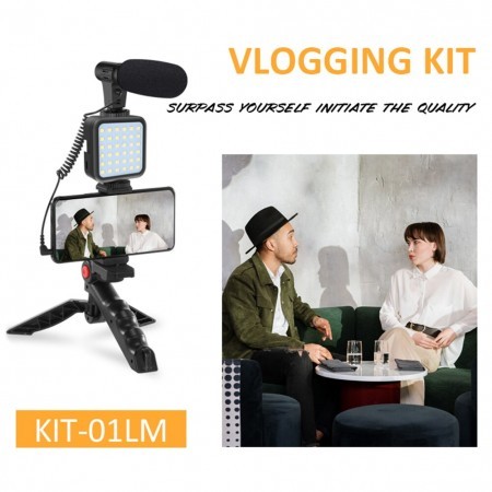 Tripod Holder Smartphone Video Kit Microphone LED Light