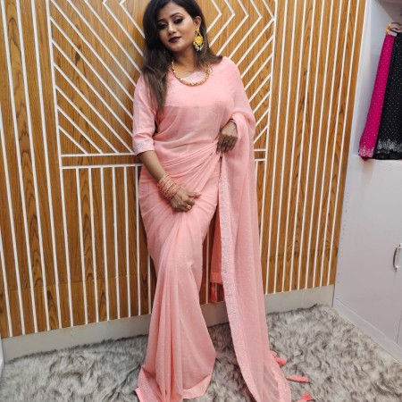 Stone work  Weightless Jorjet Party Saree Misty Colour