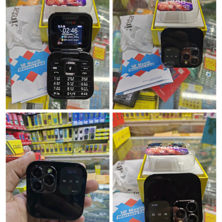 Tinstar T888 Mini Folding Phone Dual Display (Black)