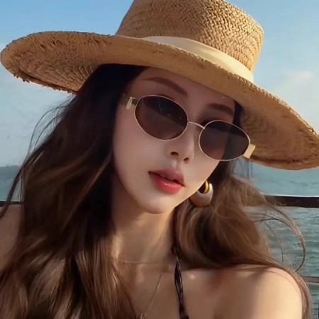 18k Gold plated Trendy Luxury Oval Sunglasses for Men Women - Black
