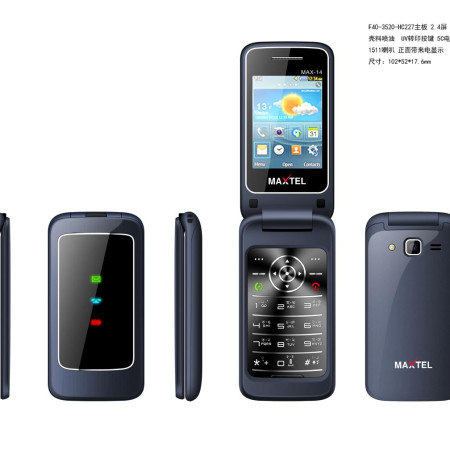 Maxtel Max-14 Folding Phone 2 Sim, 2.4 Inches Display (Blue)