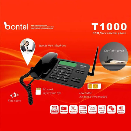 Bontel T1000 Dual Sim Land Phone Auto Call Record With Warranty