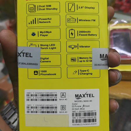 Maxtel Max-40 Dual Sim 2.8" Display Metal Body Premium Button Phone Golden